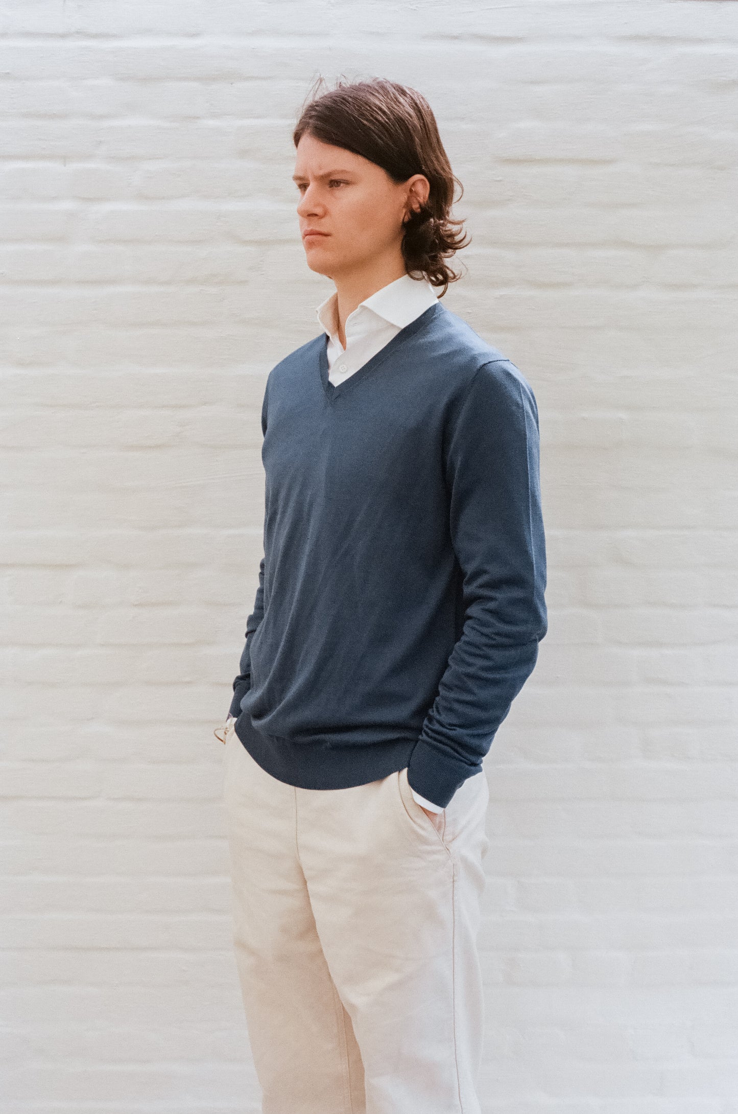 The Cotton and Silk V Neck